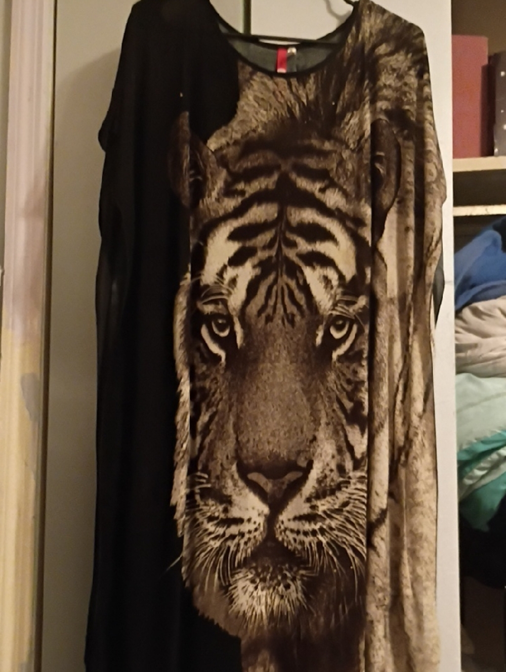 Cristinalove Black and Brown Tiger-Face Asymmetrical Dress